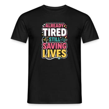 Night Shift Nurse, Tired - Men's T-Shirt - black - Front - AI Model Male 178 light (178cm)