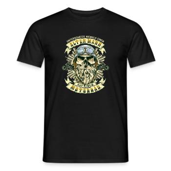Alter Mann Motorrad Biker Totenkopf Vintage - Männer T-Shirt - Schwarz - Vorne - AI Model Male 178 light (178cm)
