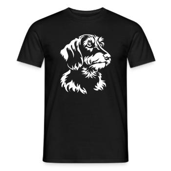 Dackel Kopf "Black Edition" - Männer T-Shirt - Schwarz - Vorne - AI Model Male 178 light (178cm)