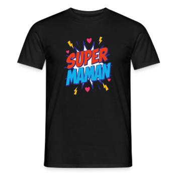 Super Maman - T-shirt homme - noir - Devant - AI Model Male 178 light (178cm)
