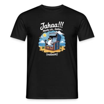  Jahaa mache ich spaeter vielleicht Moewe - Männer T-Shirt - Schwarz - Vorne - AI Model Male 178 light (178cm)