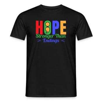Point-virgule Prévention du suicide Espoir Plus fort Semi - T-shirt homme - noir - Devant - AI Model Male 178 light (178cm)