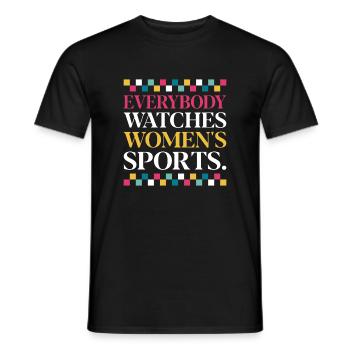 Le pouvoir féminin dans le sport : tout le monde regarde - T-shirt homme - noir - Devant - AI Model Male 178 light (178cm)