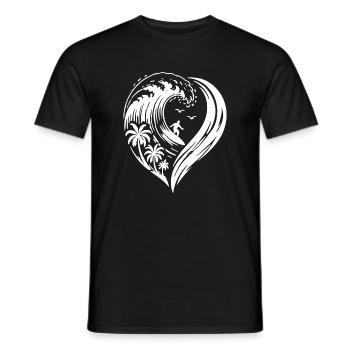 Heart Surfer Waves Ocean Love - Men's T-Shirt - black - Front - AI Model Male 178 light (178cm)