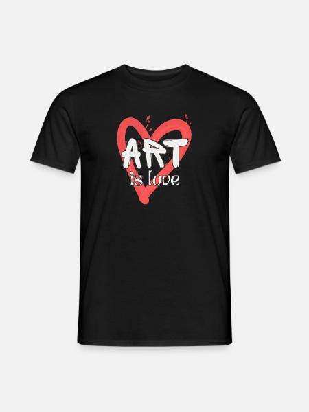 Art is Love, white on red heard - Men's T-Shirt - black