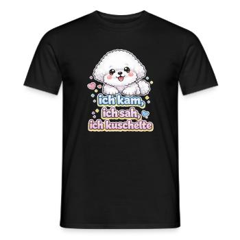 Kuschelhund Spruch Ich kam, ich sah, ich kuschelte - Männer T-Shirt - Schwarz - Vorne - AI Model Male 178 light (178cm)