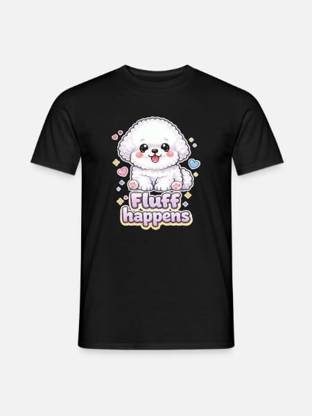 Fluff Happens – kawaii Bichon Dog Design - Men's T-Shirt - black