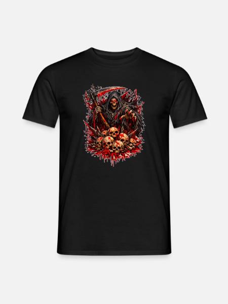 Sensenmann mit Schädelberg - Männer T-Shirt - Schwarz