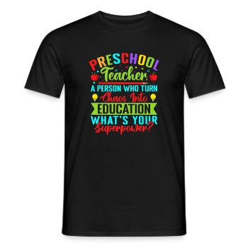 Maître de maternelle Quel est ton superpouvoir Maternelle - T-shirt homme - noir - Devant - AI Model Male 178 light (178cm)