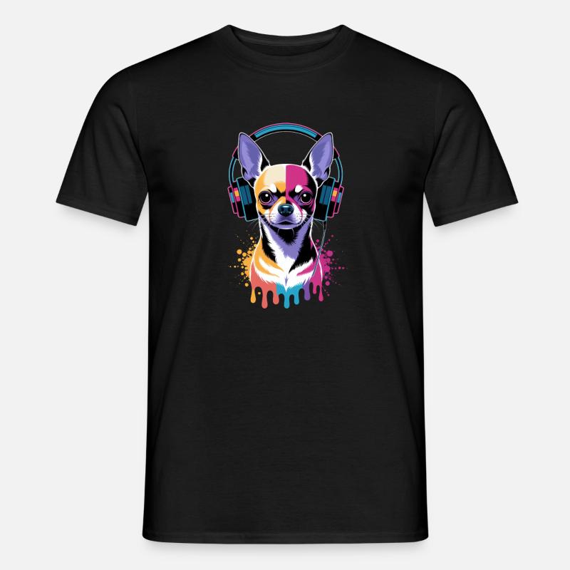 Chihuahua Kopfhörer - Männer T-Shirt - Schwarz