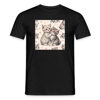 Pastel Kittens Heartfelt Hug - Men's T-Shirt - black - Front - AI Model Male 178 light (178cm)