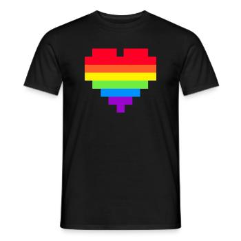 Pixel Herz Regenbogenfahne - Männer T-Shirt - Schwarz - Vorne - AI Model Male 178 light (178cm)