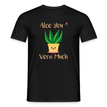 Aloe You Vera Très drôle Plante d’Aloe Vera Jeu de mots - T-shirt homme - noir - Devant - AI Model Male 178 light (178cm)