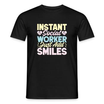 Social Worker Quota Just Add Smiles Social Work - Men's T-Shirt - black - Front - AI Model Male 178 light (178cm)