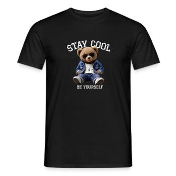 Stay Cool Be Yourself Teddy - Männer T-Shirt - Schwarz - Vorne - AI Model Male 178 light (178cm)