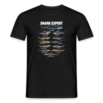 Shark Expert Ocean Marine Biology Humor - Men's T-Shirt - black - Front - AI Model Male 178 light (178cm)