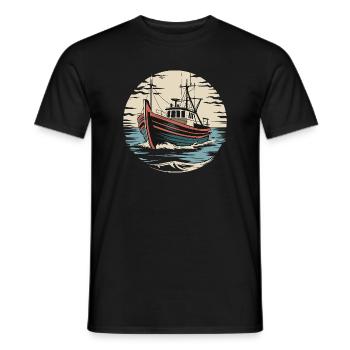  Fischerboot Auf Hoher See Vintage Seemann Maritim - Männer T-Shirt - Schwarz - Vorne - AI Model Male 178 light (178cm)