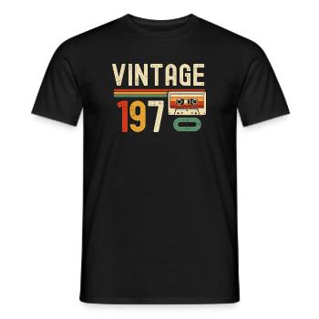Vintage 70s Casseette - Men's T-Shirt - black - Front - AI Model Male 178 light (178cm)