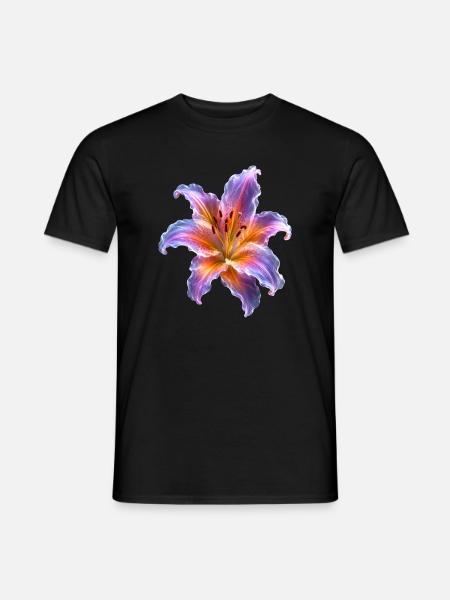 Motif floral abstrait Glowing Lily - T-shirt homme - noir