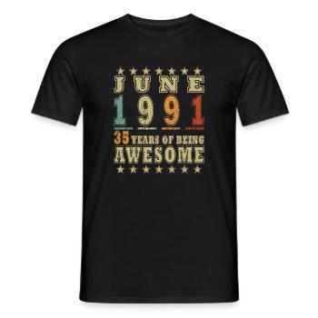 35. Geburtstag Geschenk Mann Oldtimer Juni 1991 - Männer T-Shirt - Schwarz - Vorne - AI Model Male 178 light (178cm)