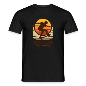 Venice Beach Skateboard Sunset - Men's T-Shirt - black - Front - AI Model Male 178 light (178cm)