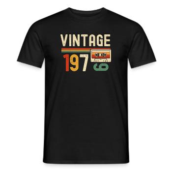 Vintage 70s Cassette - Men's T-Shirt - black - Front - AI Model Male 178 light (178cm)