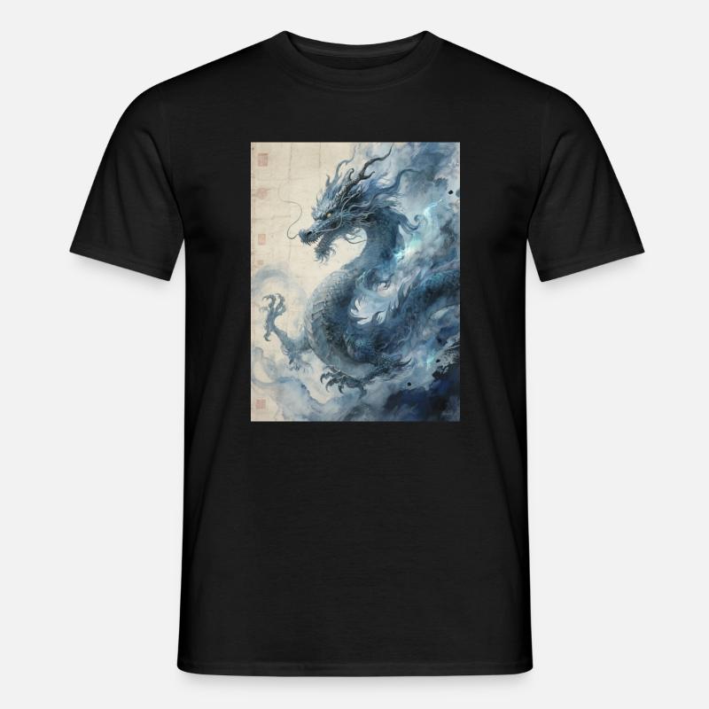 Die Sternennacht: Blauer Drache – Aether - Männer T-Shirt - Schwarz