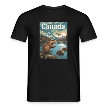 Merveilles naturelles du Canada Paysage au bord du lac avec des castors - T-shirt homme - noir - Devant - AI Model Male 178 light (178cm)