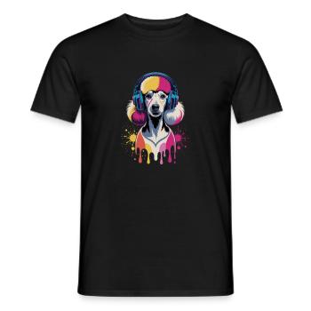 Caniche avec un casque - T-shirt homme - noir - Devant - AI Model Male 178 light (178cm)