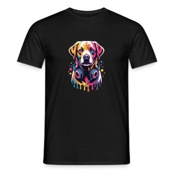 Labrador avec casque - T-shirt homme - noir - Devant - AI Model Male 178 light (178cm)