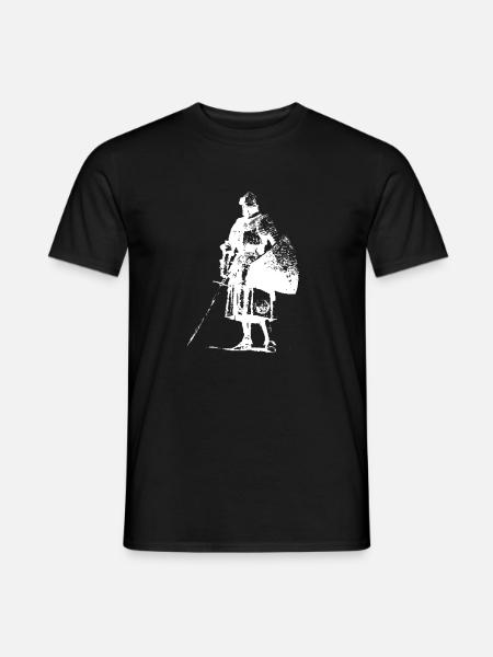 Lone Knight with Banner Silhouette - Men's T-Shirt - black
