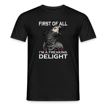Sarcastic African grey parrot funny bird parrot - Men's T-Shirt - black - Front - AI Model Male 178 light (178cm)