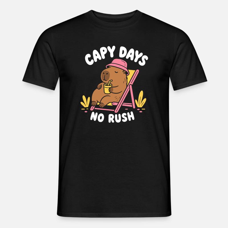 Capy Days No Rush Capybara - Männer T-Shirt - Schwarz