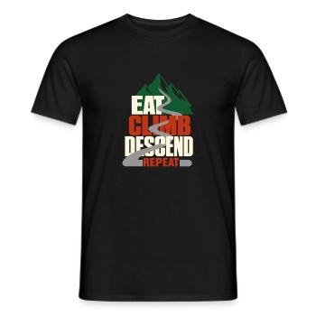 Eat Climb Descend Repeat Road Cycling Mountain Hum - Men's T-Shirt - black - Front - AI Model Male 178 light (178cm)
