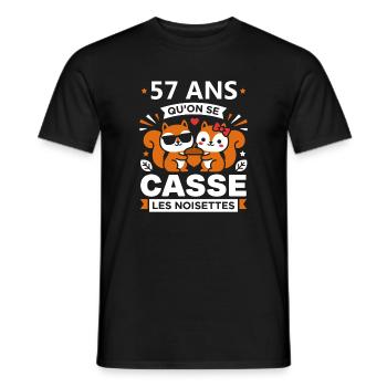57 Ans Casse les Noisettes - T-shirt homme - noir - Devant - AI Model Male 178 light (178cm)