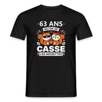 63 Ans: Cassé les Noisettes - T-shirt homme - noir - Devant - AI Model Male 178 light (178cm)