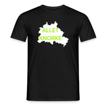 ALLET KNORKE, BERLIN GRÜN, DIT IS BERLIN, LEGENDE - Männer T-Shirt - Schwarz - Vorne - AI Model Male 178 light (178cm)