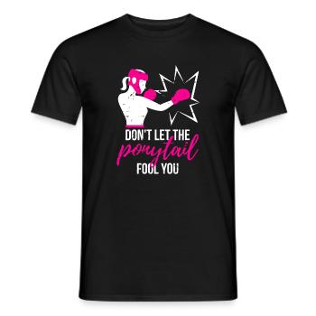 Puissance de queue de cheval percutante - T-shirt homme - noir - Devant - AI Model Male 178 light (178cm)