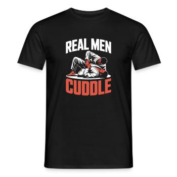 Real Men Cuddle Brazilian Jiu Jitsu MMA Judo BJJ - Men's T-Shirt - black - Front - AI Model Male 178 light (178cm)