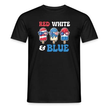 Red White Blue Patriotic Fourth July - Men's T-Shirt - black - Front - AI Model Male 178 light (178cm)