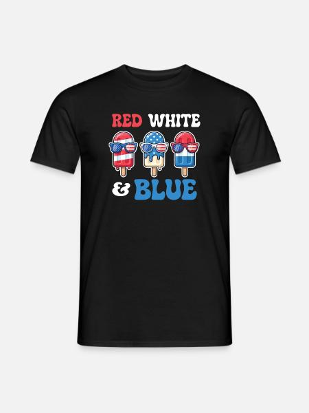 Red White Blue Patriotic Fourth July - Men's T-Shirt - black
