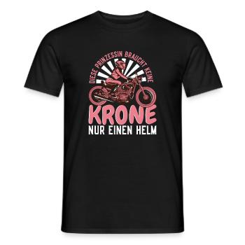 Prinzessin auf Motorrad – Nur Helm keine Krone - Männer T-Shirt - Schwarz - Vorne - AI Model Male 178 light (178cm)