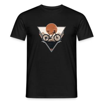 Coucher de soleil avec vélo dans un motif triangulaire - T-shirt homme - noir - Devant - AI Model Male 178 light (178cm)