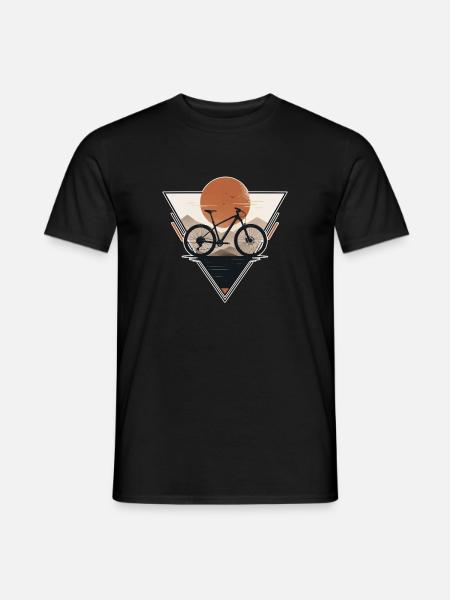 Sunset with bicycle in triangle print - Men's T-Shirt - black