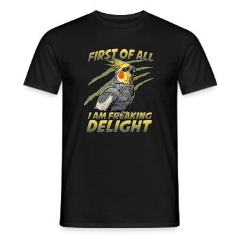 Perroquet oiseau calopsitte Nymphicus hollandicus - T-shirt homme - noir - Devant - AI Model Male 178 light (178cm)