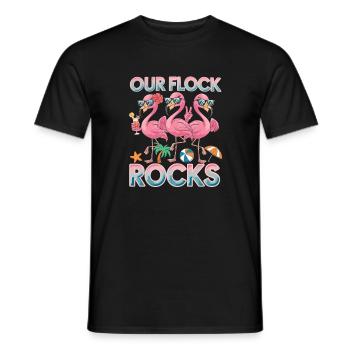 Our troupe rocks Flamingos Summer - Men's T-Shirt - black - Front - AI Model Male 178 light (178cm)