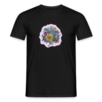 Buntes Blumenbouquet Illustration - Männer T-Shirt - Schwarz - Vorne - AI Model Male 178 light (178cm)