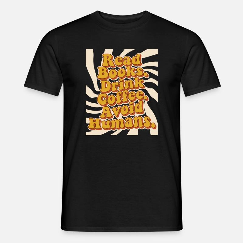 Introvertiert Leseratte Kaffee Bücher  - Männer T-Shirt - Schwarz