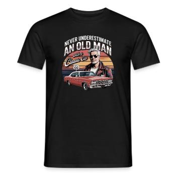 Never Underestimate An Old Man With A Classic Car  - Men's T-Shirt - black - Front - AI Model Male 178 light (178cm)