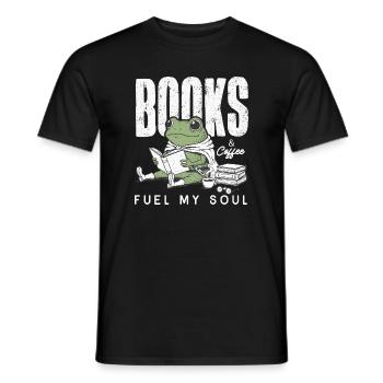 Bücherfrosch & Kaffee Bücherwurm Leseratte Buch - Männer T-Shirt - Schwarz - Vorne - AI Model Male 178 light (178cm)